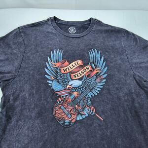 Willie Nelson Band Crew Neck Long Sleeve T Shirt Mens Size Extra Large XL Navy